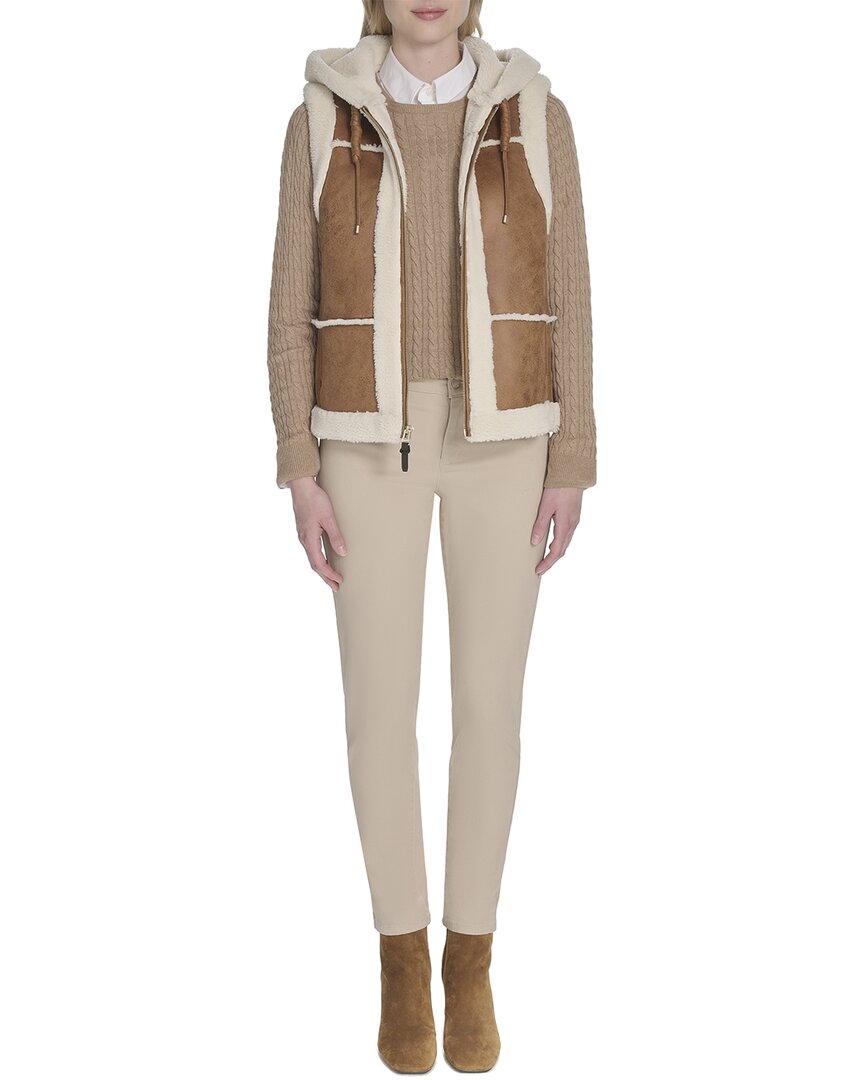 Cole Haan Cole Haan Waxed Suede Shearling Vest