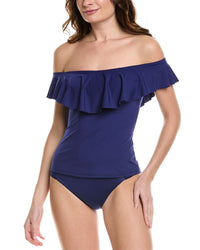 Trina Turk Monaco Ruffle Tankini Top Blue