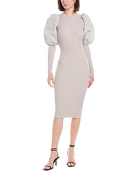 Elisabetta Franchi Puff Sleeve Sweaterdress Grey Multi