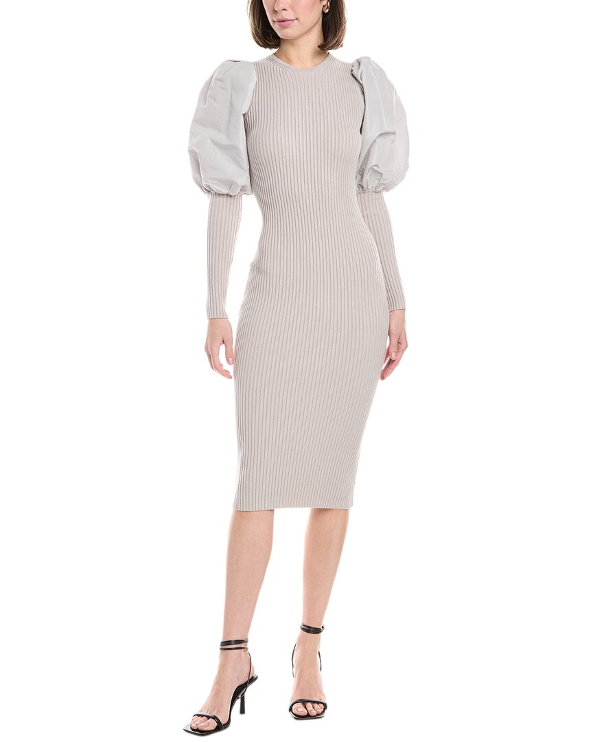 Elisabetta Franchi Puff Sleeve Sweaterdress Grey Multi