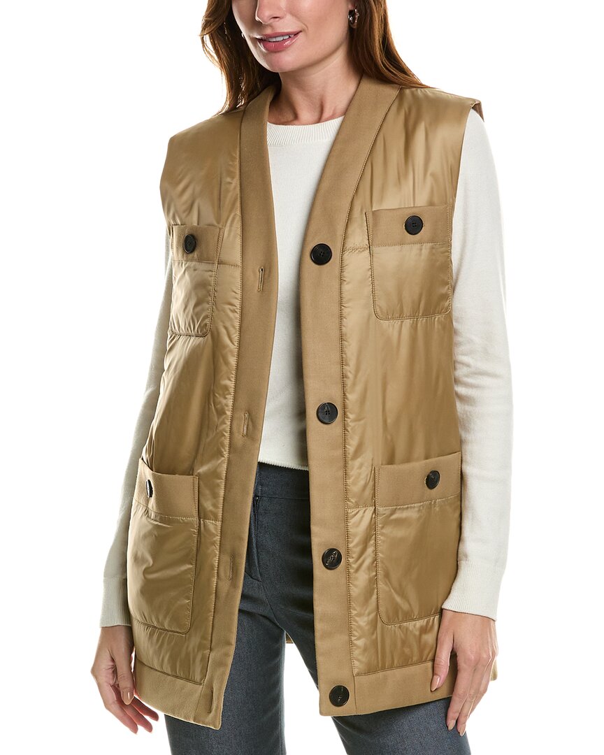 Lafayette 148 New York Womens Patch Pocket Wool-Blend Vest, Xxl, Brown