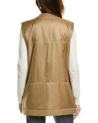Lafayette 148 New York Womens Patch Pocket Wool-Blend Vest, Xxl, Brown