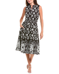T Tahari Smocked Waist Midi Dress