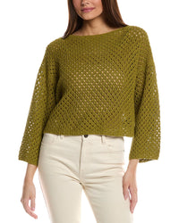 Lafayette 148 New York Open Stitch Linen-Blend Sweater Green