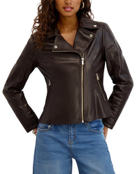 Kensie Kensie Peplum Moto Jacket