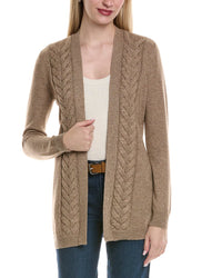 Sofiacashmere Braided Cable Wool & Cashmere-Blend Cardigan