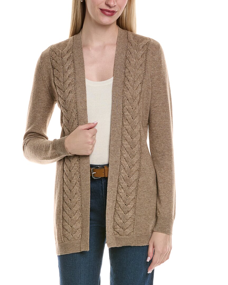 Sofiacashmere Braided Cable Wool & Cashmere-Blend Cardigan