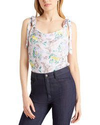 Cinq À Sept Light Washed Floral Tied Marta Cami
