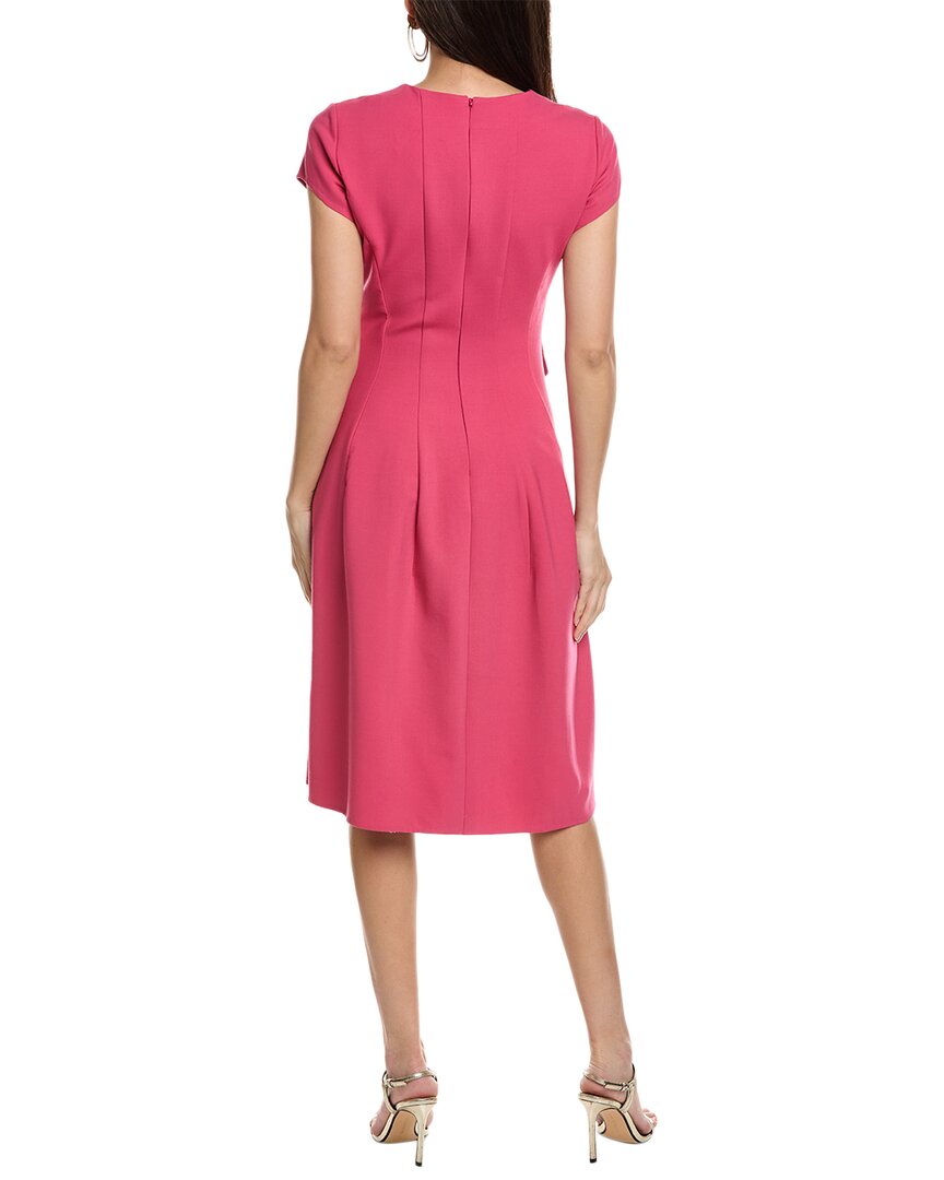 Oscar de La Renta Split Neck Twist Wool-Blend A-Line Dress, Pink / 2 Oscar de La Renta Split Neck Twist Wool-Blend A-Line Dress, Pink / 2
