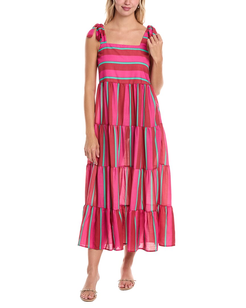 Madison Miles Tiered Midi Dress Pink