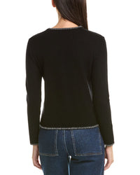 Bruno Magli Blanket Stitch Wool & Cashmere-Blend Cardigan