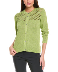 St. John Sparkle Crochet Cardigan Green
