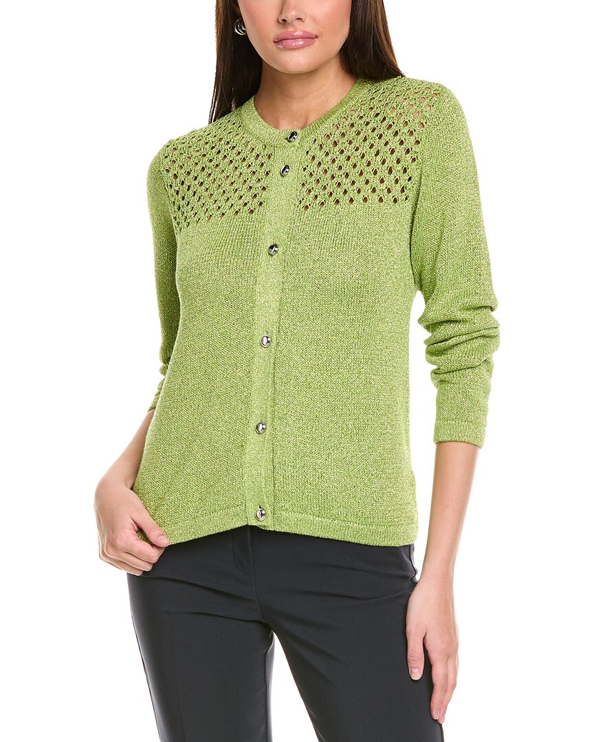 St. John Sparkle Crochet Cardigan Green