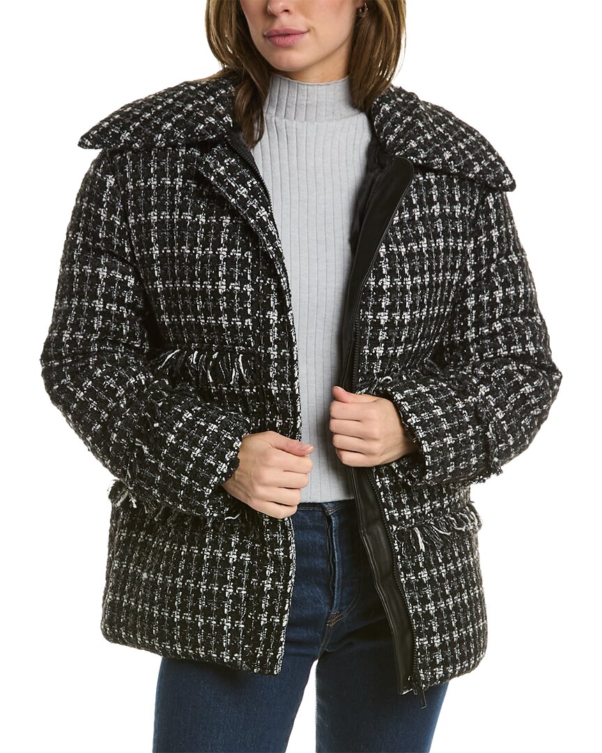 Apparis Malik Plaid Puffer Jacket Black