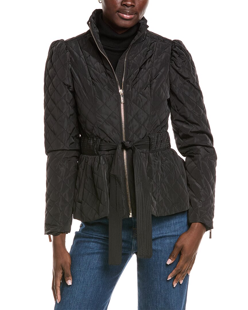 Kensie Kensie Quilted Puff Sleeved Belted Jacket