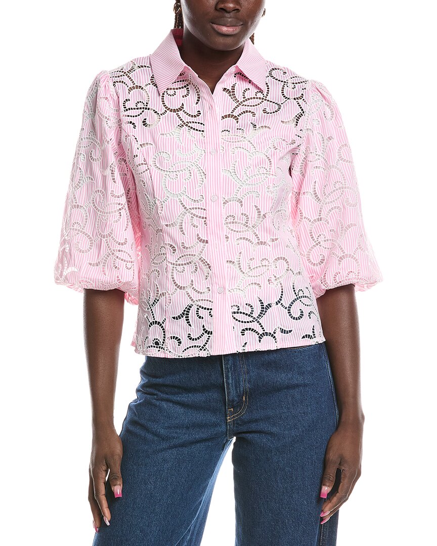 Gracia Gracia Floral Lace Puff Sleeve Top