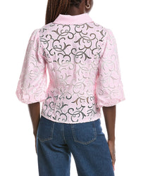 Gracia Gracia Floral Lace Puff Sleeve Top
