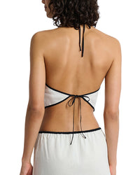 Onia Air Linen Cropped Linen-Blend Halter Top