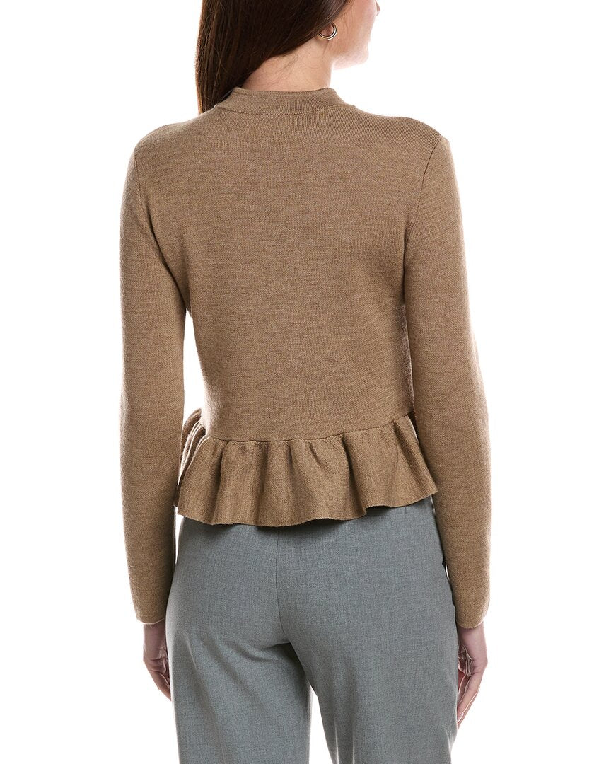 Bruno Magli Merino Wool Peplum Sweater Jacket