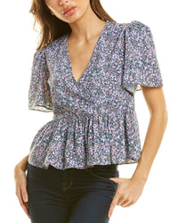Celina Moon Surplice Blouse Blue