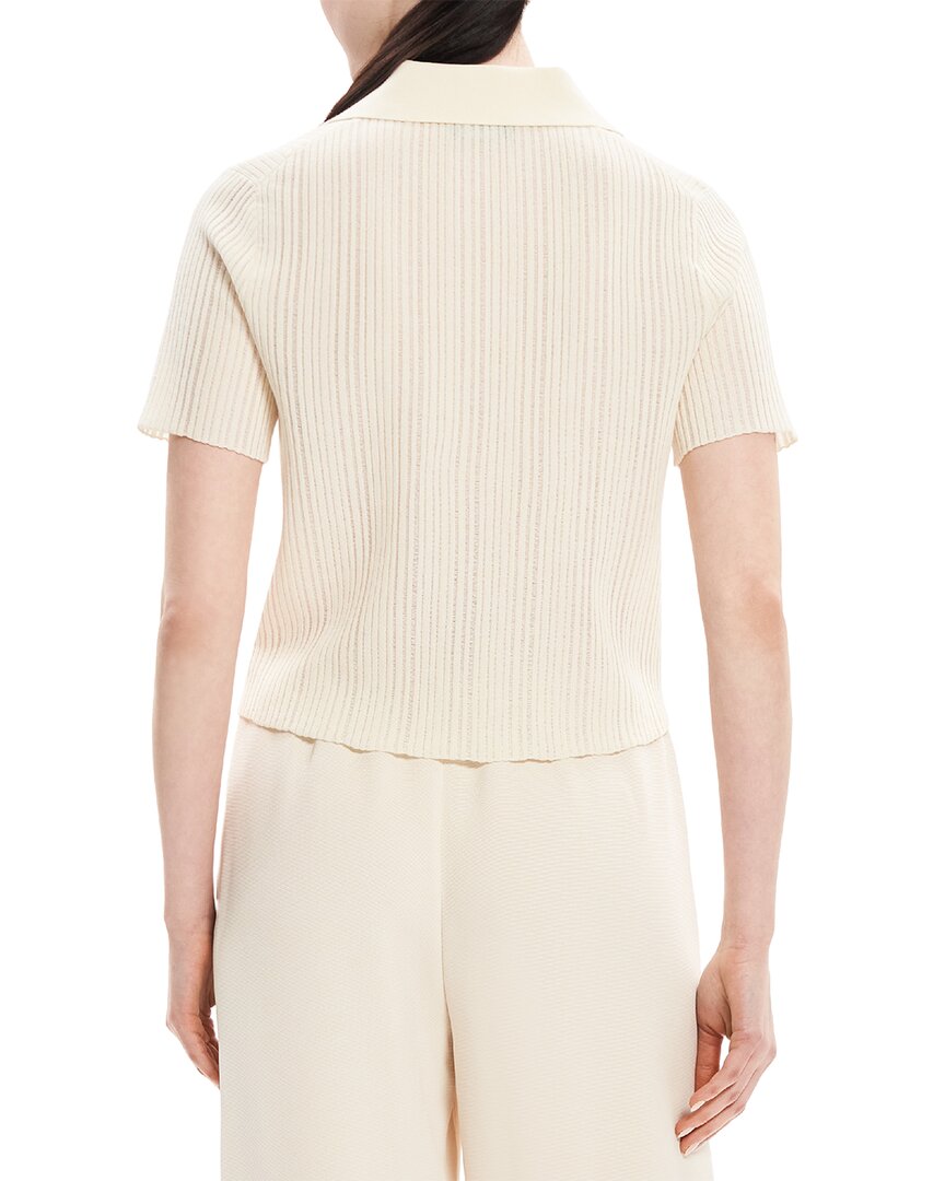 Theory Cropped Cashmere Polo Sweater