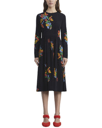 Lafayette 148 New York Embroidered Long Sleeve Fit & Flare