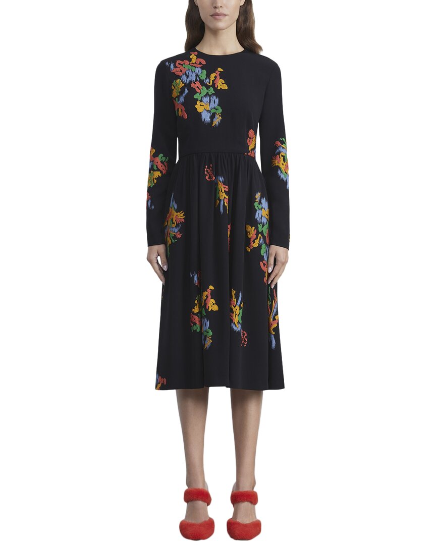 Lafayette 148 New York Embroidered Long Sleeve Fit & Flare