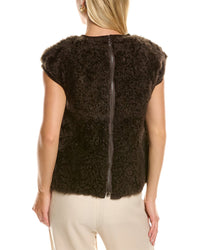 Brunello Cucinelli Silk-Lined Shearling Top