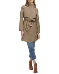 Cole Haan Packable Belted Trench Coat Brown