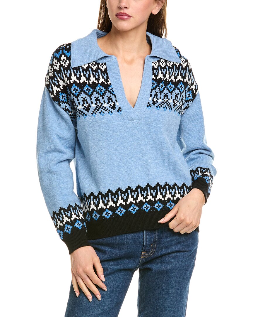 T Tahari Johhny Collar Fairisle Pullover