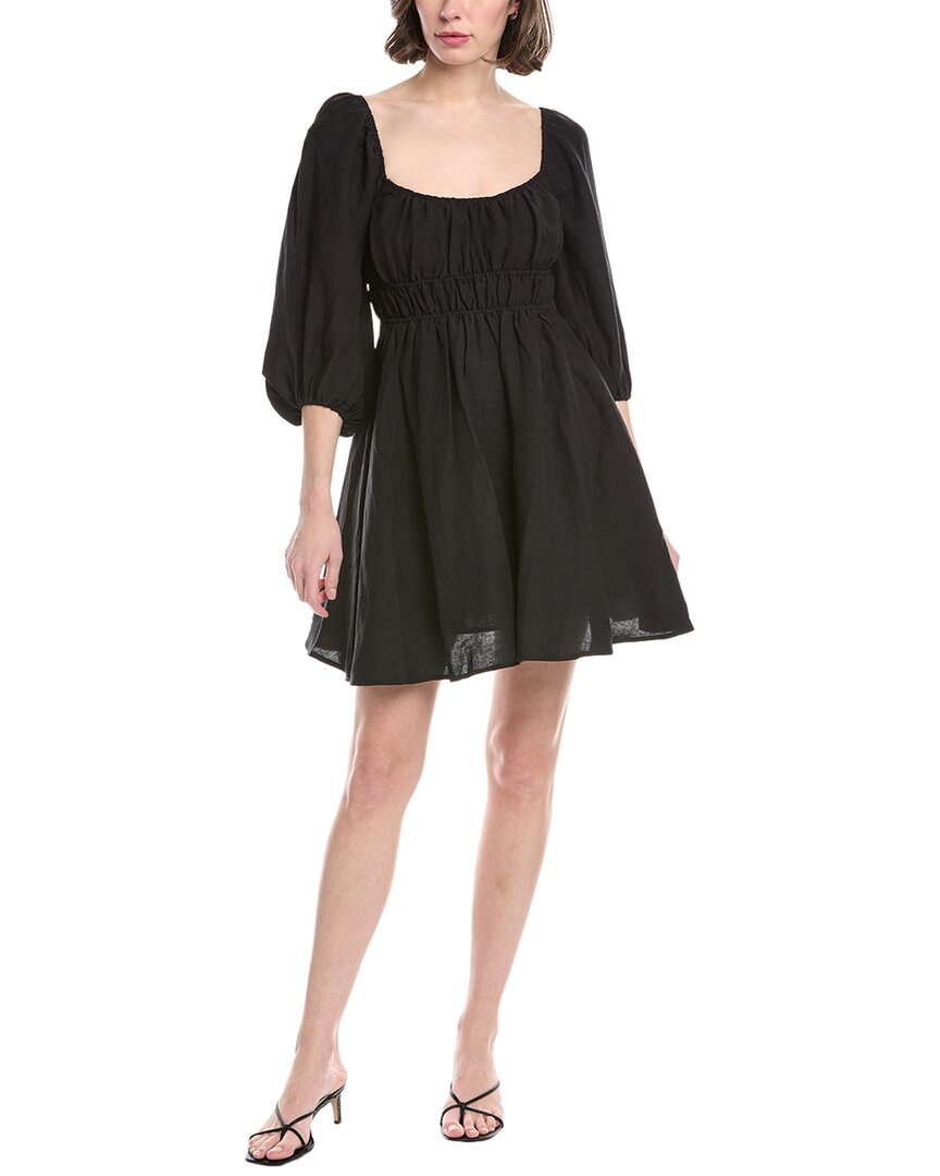 Hermoza Lala Linen-Blend Mini Dress Black