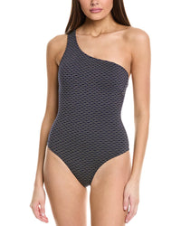 Milly Textured Waves One-Shoulder One-Piece Black