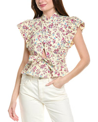 Derek Lam 10 Crosby Brynn Ruffle Wrap Top White