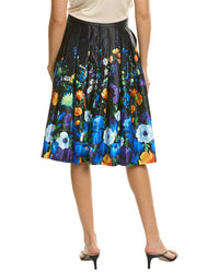 Gracia Pleated Flower Print A-Line Skirt