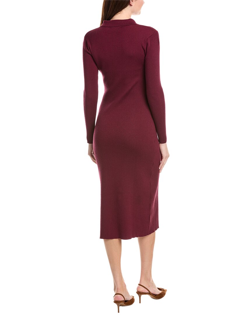 Elie Tahari Collar Half Button Down Rib Midi Dress