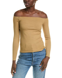 Enza Costa Off-The-Shoulder Shirt Brown Multi