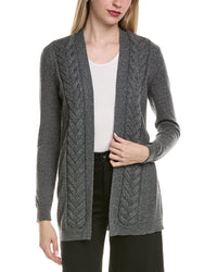 Sofiacashmere Braided Cable Wool & Cashmere-Blend Cardigan