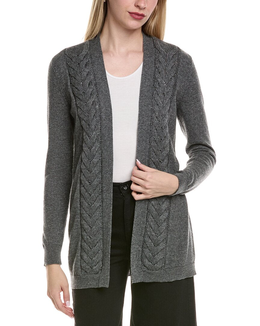 Sofiacashmere Braided Cable Wool & Cashmere-Blend Cardigan