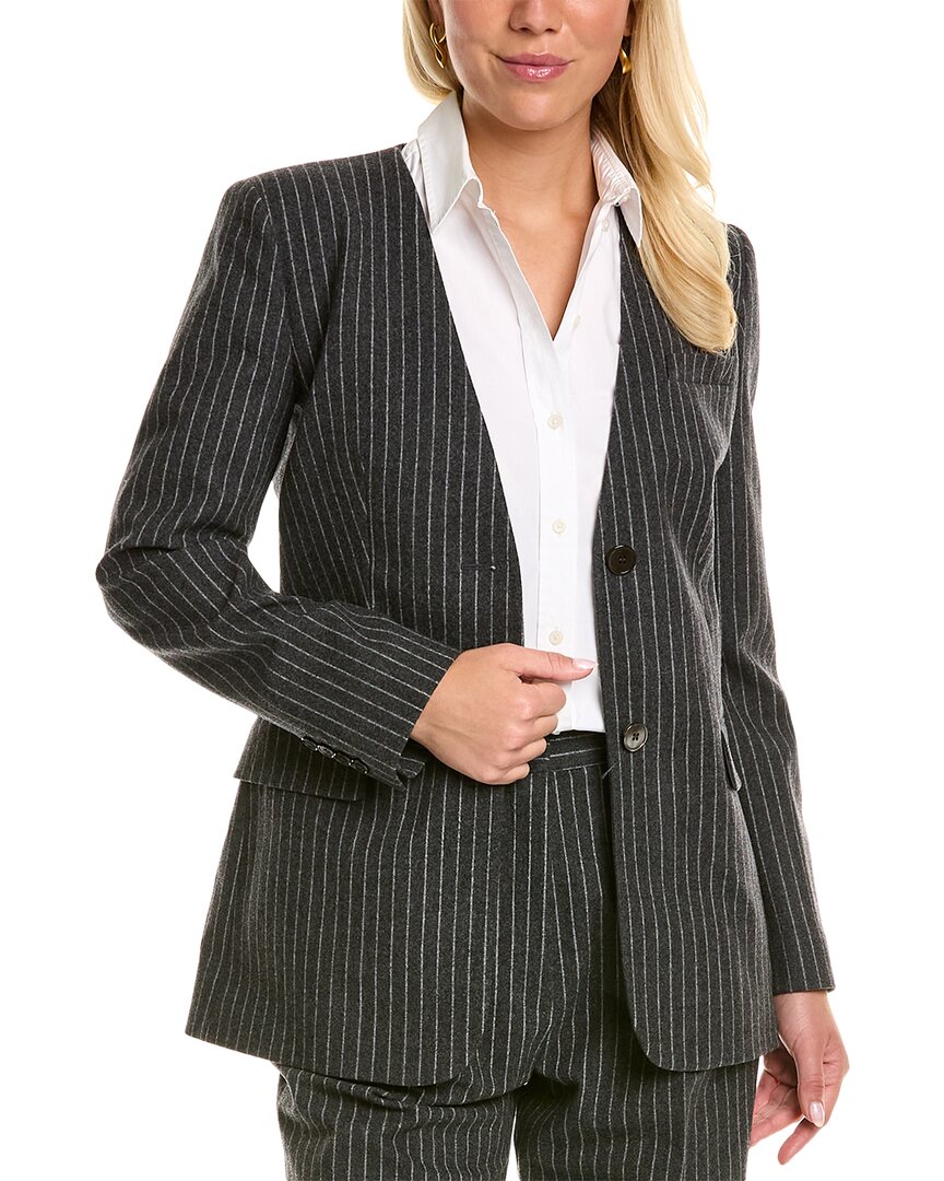 Michael Kors Pinstripe Wool-Blend Blazer Grey Multi