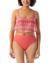 Coco Contours Bondi Crop Top Pink Multi Regular 8 (M)