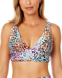 Anne Cole Soft Band Shirred Bralette Grey Multi