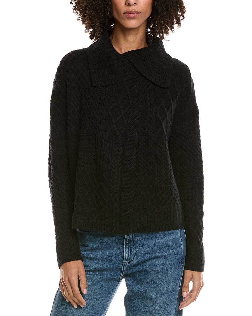 Incashmere Mix Cable Stitch Overlap Wool-Blend Cardigan