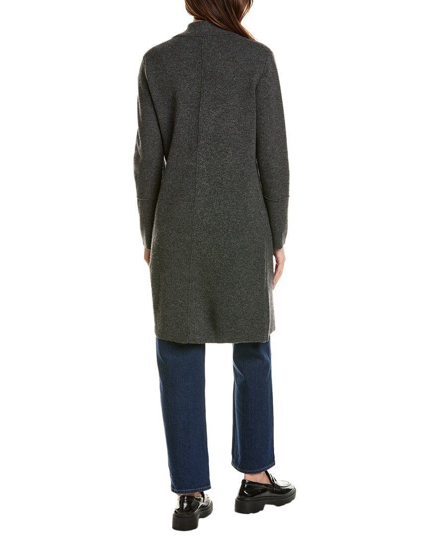 Forte Cashmere Double Knit Notch Collar Wool & Cashmere-Blend Cardigan