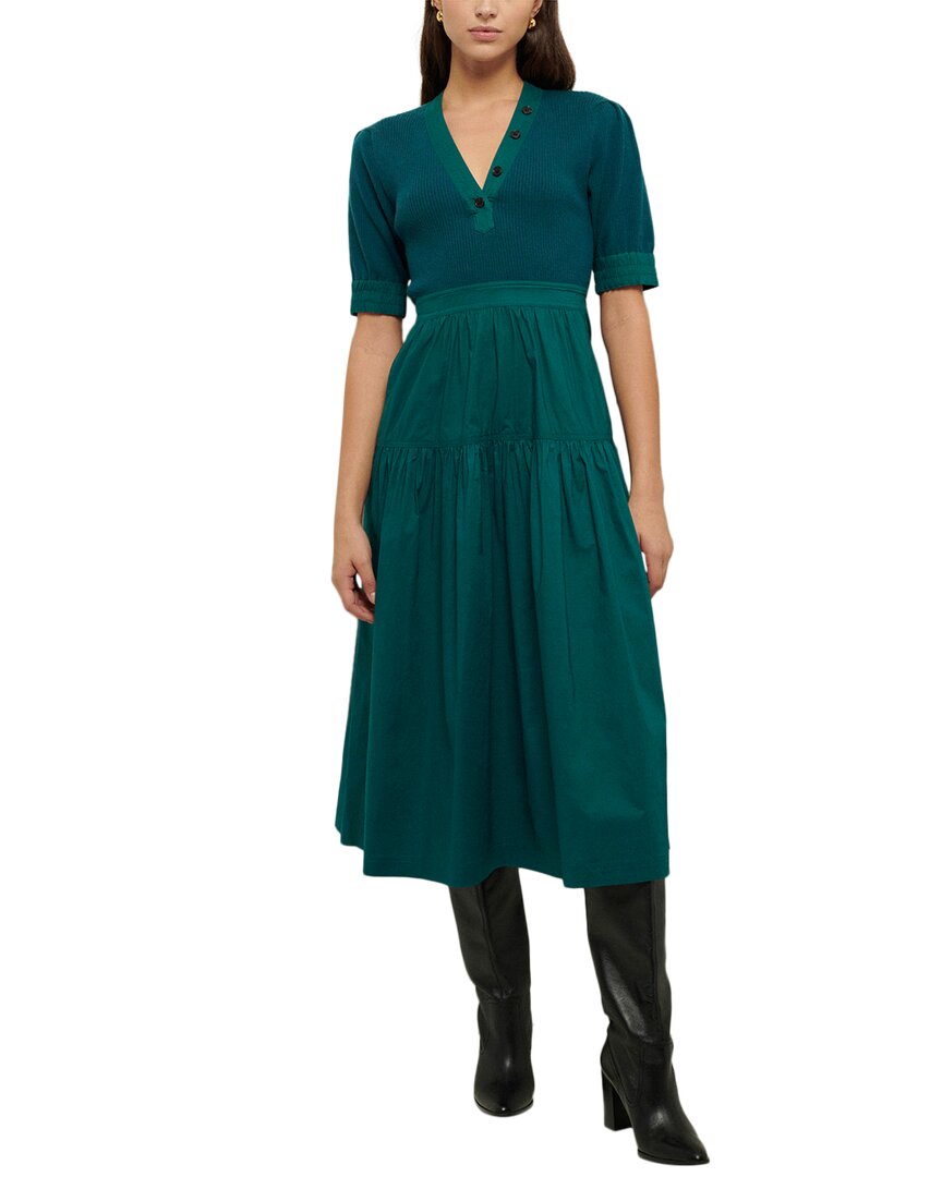Derek Lam 10 Crosby Claire Mixed Media Puff Sleeve Dress