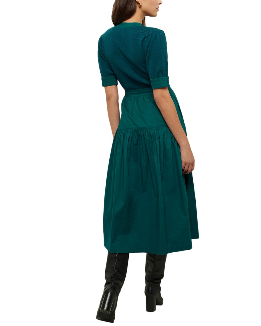 Derek Lam 10 Crosby Claire Mixed Media Puff Sleeve Dress