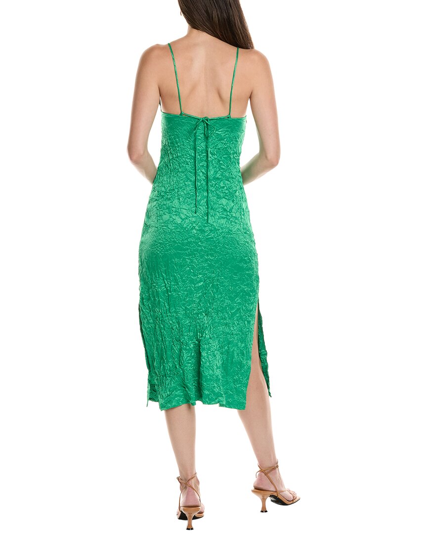 Ganni Crinkled Satin Slip Dress