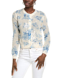 Cece Pointelle Cardigan White