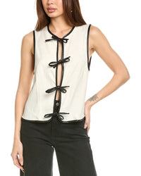 Weworewhat Tie-Front Linen-Blend Vest White Regular 0 (XS)