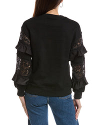 Fate Lace Panelled Frill Sleeve Sweatshirt
