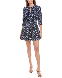 Sail To Sable Smocked Waist Mini Dress Blue Regular 16 (XL)